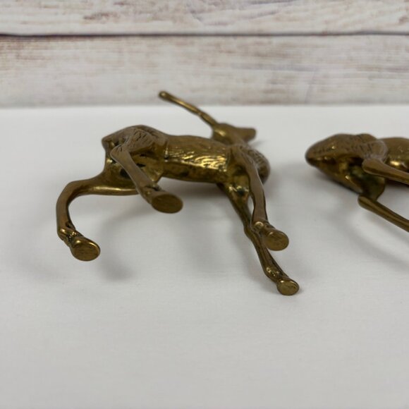 Brass Buck and Doe Deer Pair Vintage Figurines Décor Taiwan - Picture 7 of 10